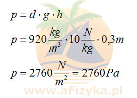 Skorzystamy ze wzoru na ciśnienie hydrostatyczne