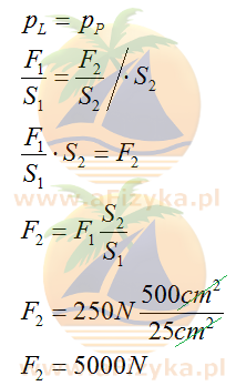 Znając pola powierzchni obu tłoków