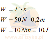 Skorzystamy ze wzoru na wartość pracy mechanicznej