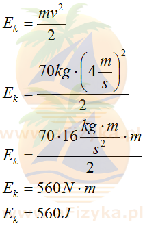 ze wzoru na energię kinetyczną