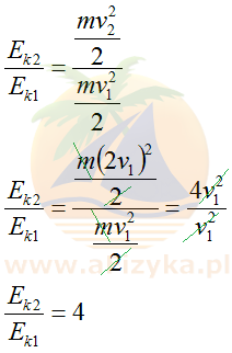 Skorzystamy ze wzoru na energię kinetyczną