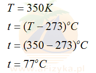 Zamieniamy 350 K na temperaturę w stopniach Celsjusza