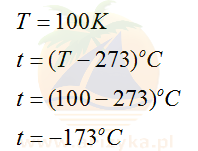 Zamieniamy 100 K na temperaturę w stopniach Celsjusza