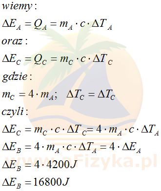 Odp. Do naczynia C dostarczono 16 800 J