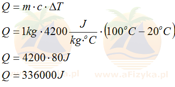 Do wygotowania 1 kg wody w temperaturze