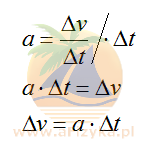 ogólny wzór na szukany przyrost prędkości