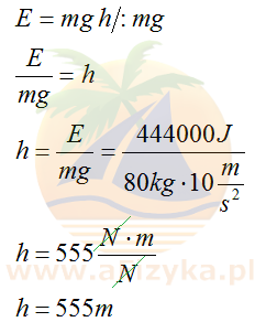 Skorzystamy ze wzoru na energię potencjalną grawitacji