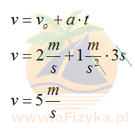 obliczymy wartość prędkości końcowej