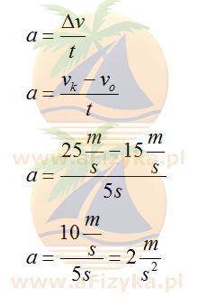 ze wzoru na przyspieszenie