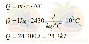 Skorzystamy ze wzoru na ciepło pobrane