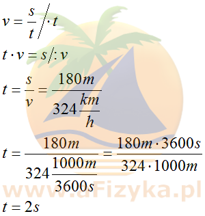 ze wzoru na średnią prędkość