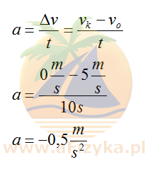 ze wzoru na przyspieszenie