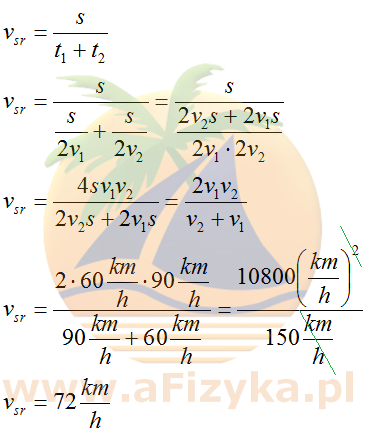 podstawiamy do wzoru na średnią prędkość