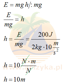 ze wzoru na energię potencjalną grawitacji