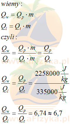 ze wzoru na ciepło pobrane w czasie parowania