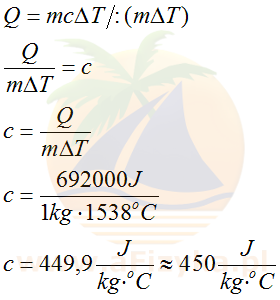 Skorzystamy ze wzoru na ciepło pobrane