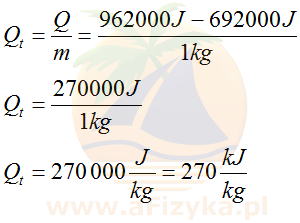 Obliczamy ciepło topnienia. Faza ta przypada dla temperatury