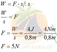 z którego po przekształceniu obliczymy szukaną siłę