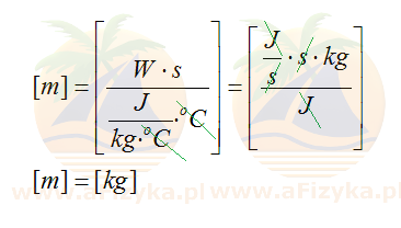 Otrzymaliśmy wzór na szukaną masę wody