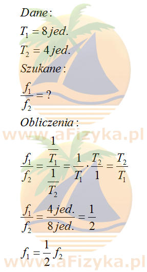 obliczymy szukany stosunek częstotliwości