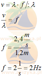 ze związku prędkości fali i jej długość