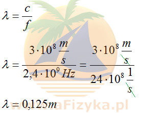 ze wzoru na długość fali