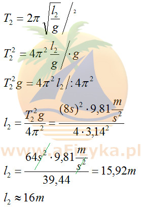 długość wahadła o okresie 8 s