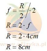 ze związku promienia krzywizny zwierciadła sferycznego i jego ogniskowej