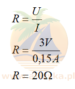 wartość oporu korzystając z prawa Ohma