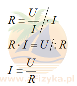 wzór na opór elektryczny wynikający z prawa Ohma