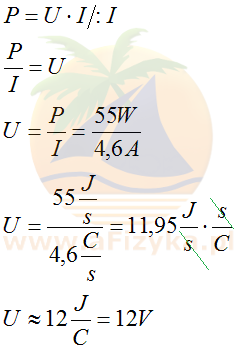 ze wzoru na moc elektryczną