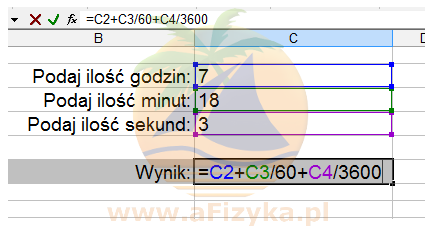 Widok na formułę obliczającą