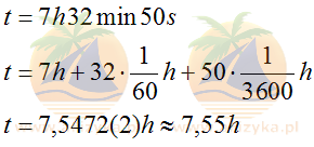 7 godzin 32 minuty i 50 sekund