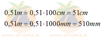 0,51 metra na centymetry i milimetry