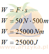 Skorzystamy ze wzoru na pracę mechaniczną