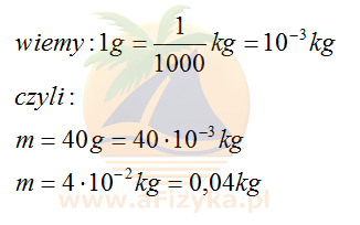 Przeliczamy 40 g na kg