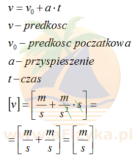 wzór na prędkośc w ruchu jednostajnie przyspieszonym z prędkością początkową