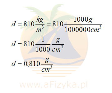 gestośc substancji wynosi 810g/cm^3