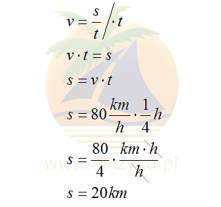 Samochód jechał z szybkością 80km/h wartośc przebytej drogi wynosi