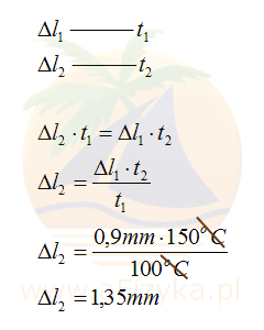 Pręt wydłuży się o 1,35mm