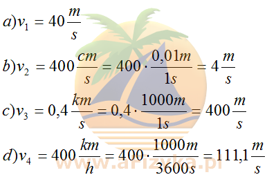 Ustal, która z wymienionych szybkości jest największa 