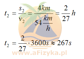 Obliczamy czas potrzebny na przejechanie 4km