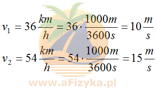 podane szybkości wyrazimy w m/s