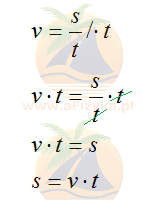 ze wzoru na szybkość w ruchu jednostajnym prostoliniowym, z którego po przekształceniu obliczymy drogę