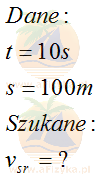 Obliczamy szybkość średnią sprintera