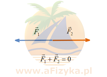 dodajemy dwa wektory sił przeciwnych zwrotach.