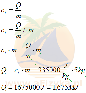 ze wzoru na ciepło topnienia
