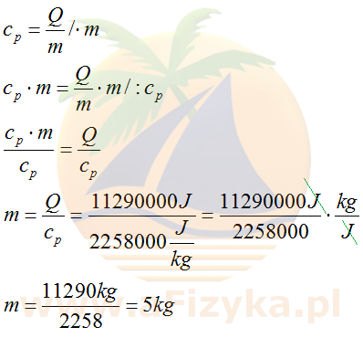 ze wzoru na ciepło parowania