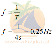 Jeżeli okres wynosi T=4s, to częstotliwość