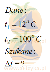 Obliczamy przyrost temperatury w skali Celsjusza